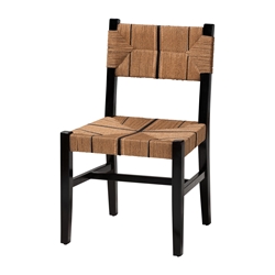 bali & pari Prita Bohemian Paper Loom and Black Mahogany Wood Dining Chair